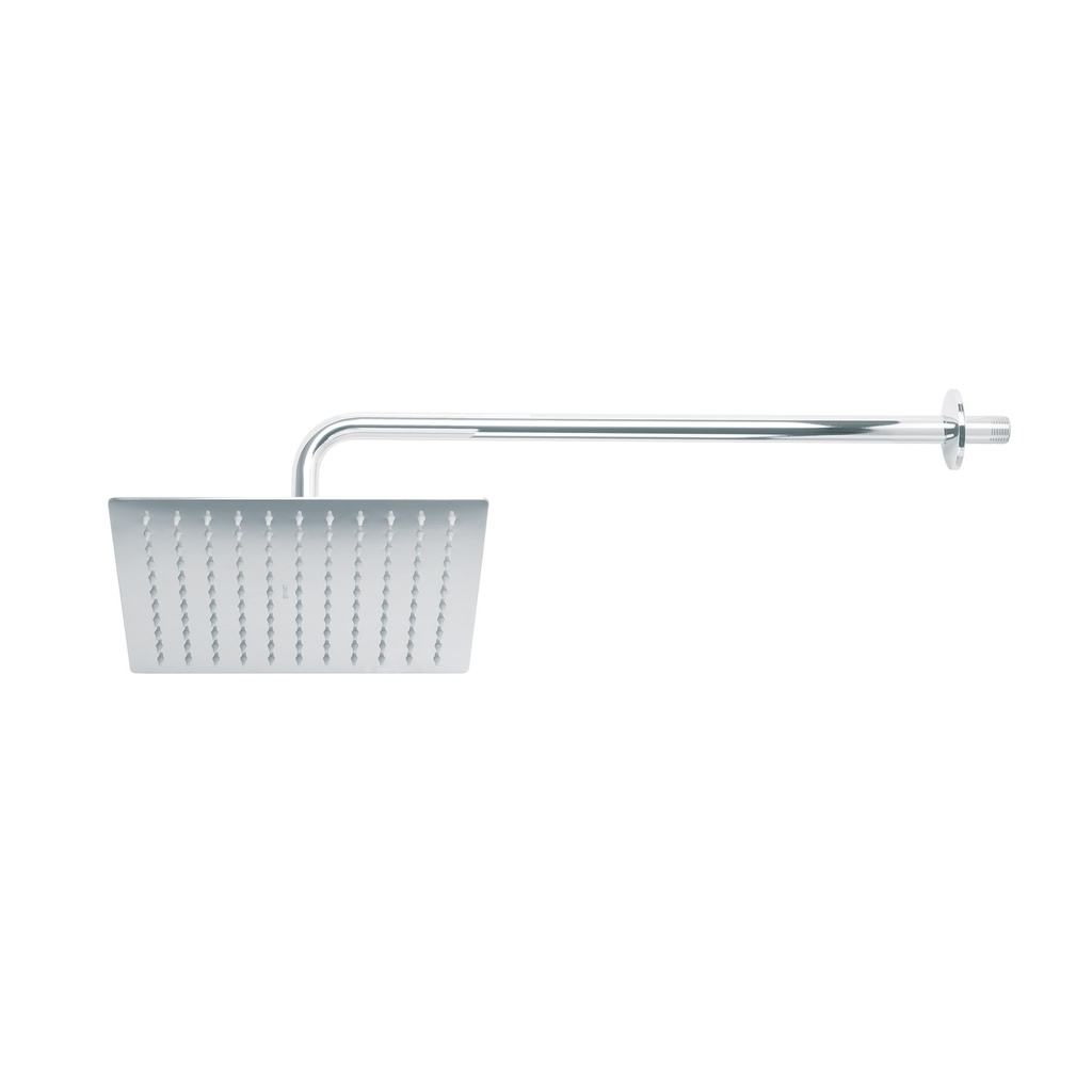 Regadera cromo 10' plato cuadrado delgado con brazo, Riviera