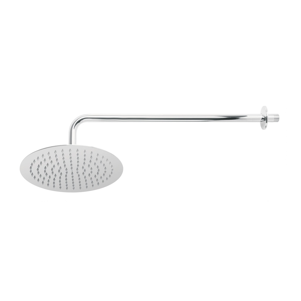 Regadera cromo 10' plato redondo delgado con brazo, Riviera