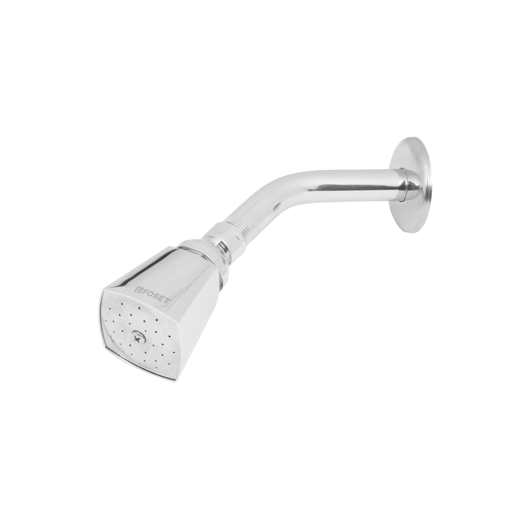 Regadera cuadrada 2' brazo y chapetón de acero, Foset Aqua