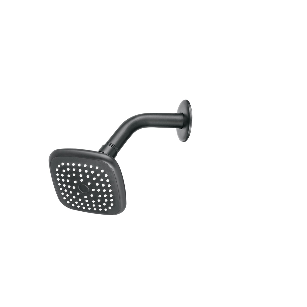 Regadera cuadrada 3-3/4' brazo y chapetón, negro, Basic