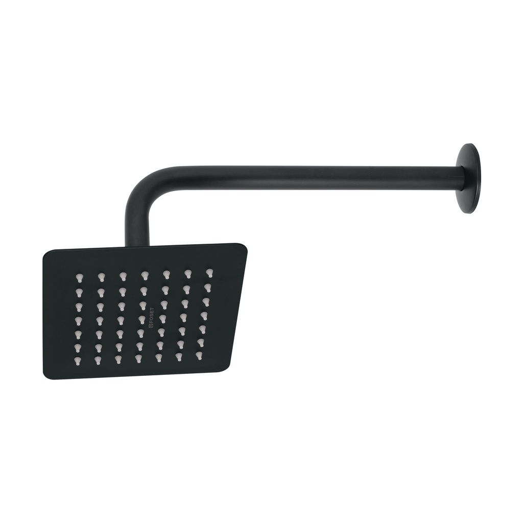 Regadera cuadrada 6', acero inox, con brazo, negro, Túbig - Pag 483