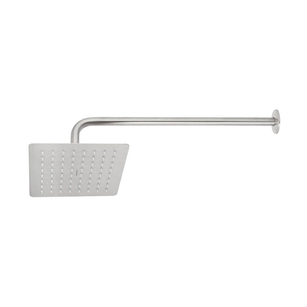 Regadera cuadrada 8', acero inox, con brazo, satín, Túbig