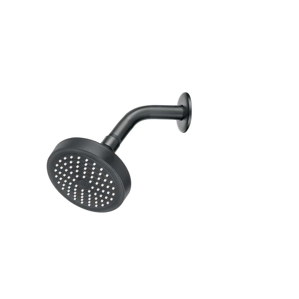 Regadera redonda 4-1/4' brazo y chapetón, negro, Basic