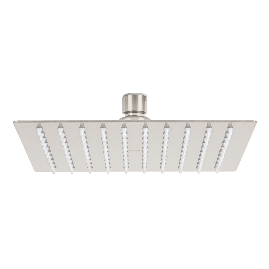 Regadera satín 8' plato cuadrado delgado sin brazo, Riviera - Pag 493