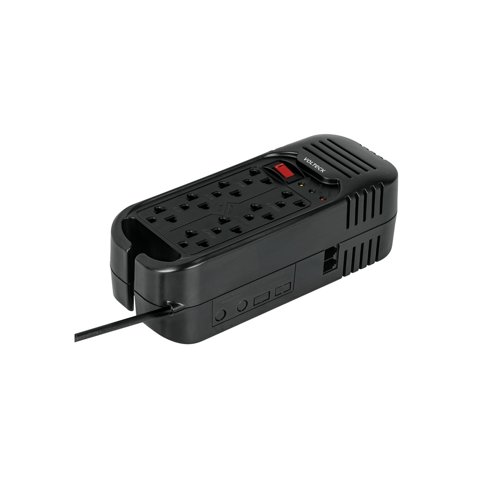 Regulador de voltaje de 1600 VA / 800 W 8 contactos, Volteck