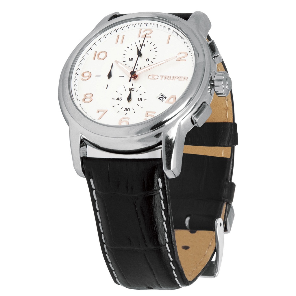 [T60071] Reloj para caballero, correa de piel, Truper