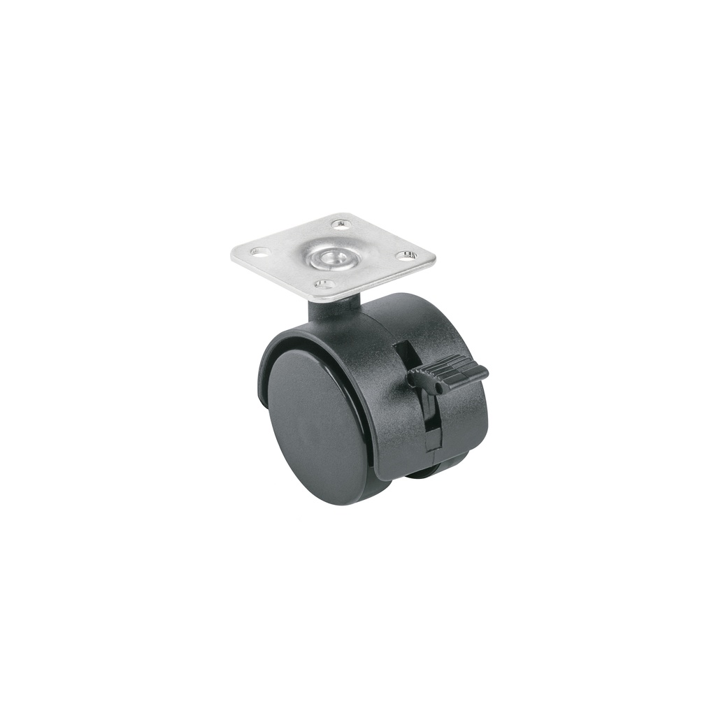 Rodaja tipo yoyo de 40 mm con placa, con freno, Fiero