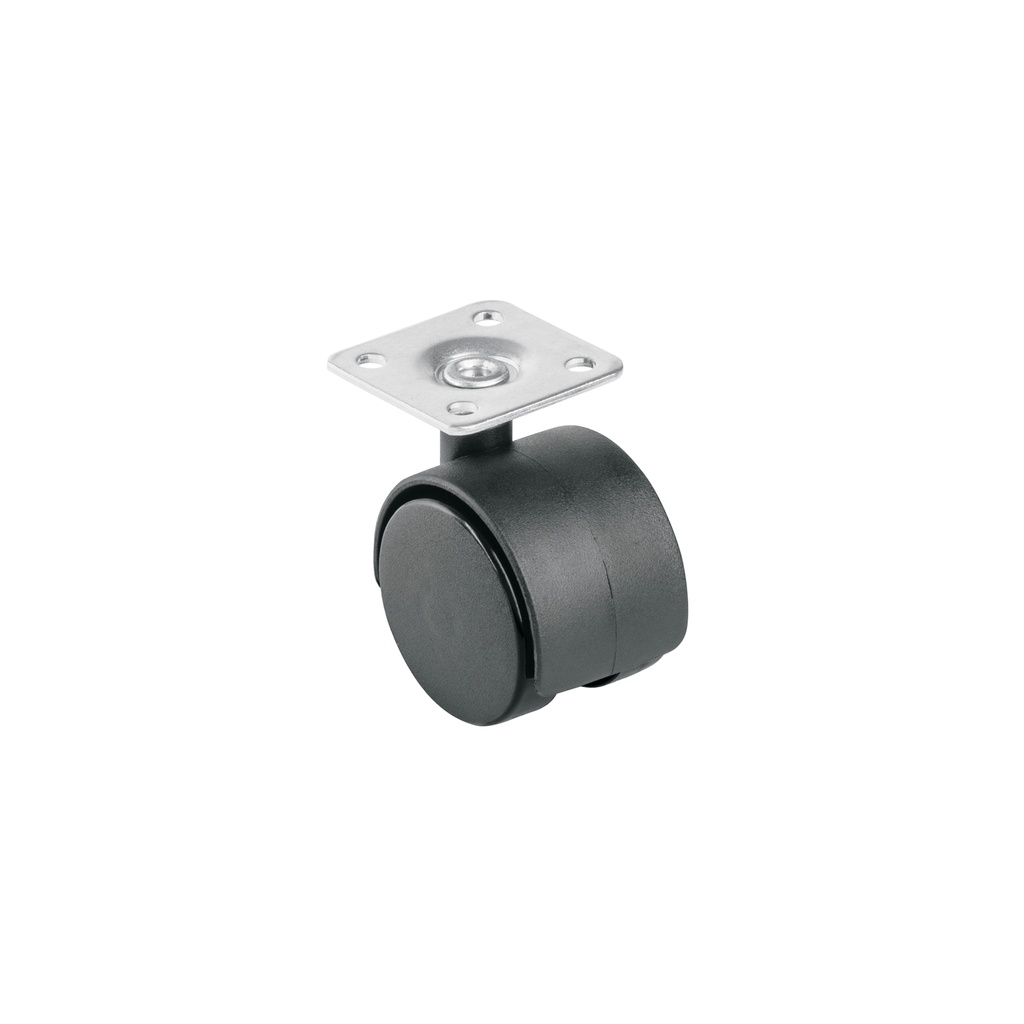 [T44384] Rodaja tipo yoyo de 40 mm con placa, sin freno, Fiero