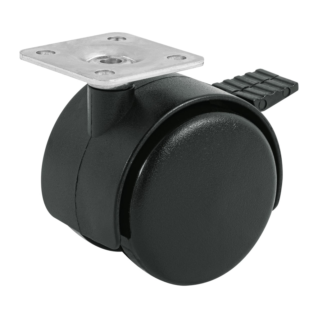 [T44389] Rodaja tipo yoyo de 50 mm con placa, con freno, Fiero