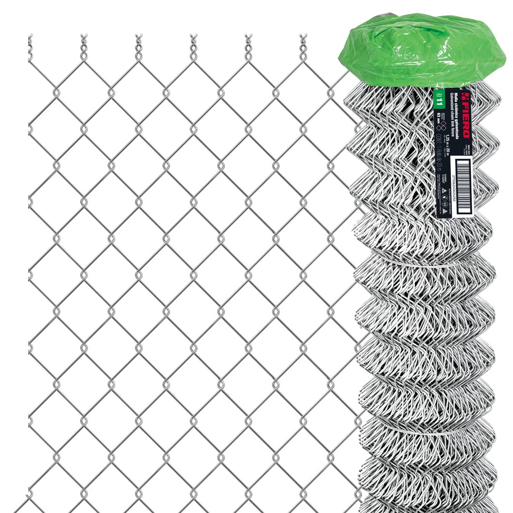 [T42938] Rollo 20m x 1.25 m malla ciclónica calibre 11 abertura 63 mm