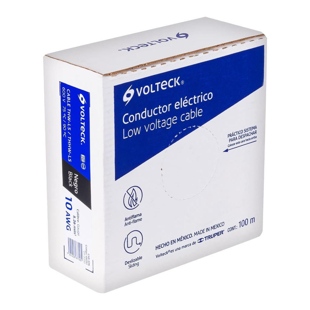 Rollo de 100 m de cable THHW-LS 10 AWG negro, Volteck - Pag 412