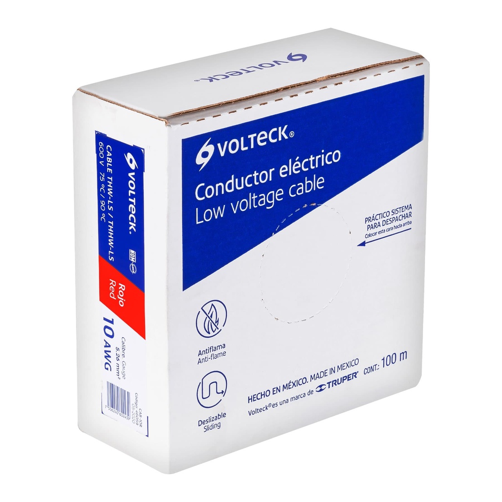 Rollo de 100 m de cable THHW-LS 10 AWG rojo, Volteck - Pag 412