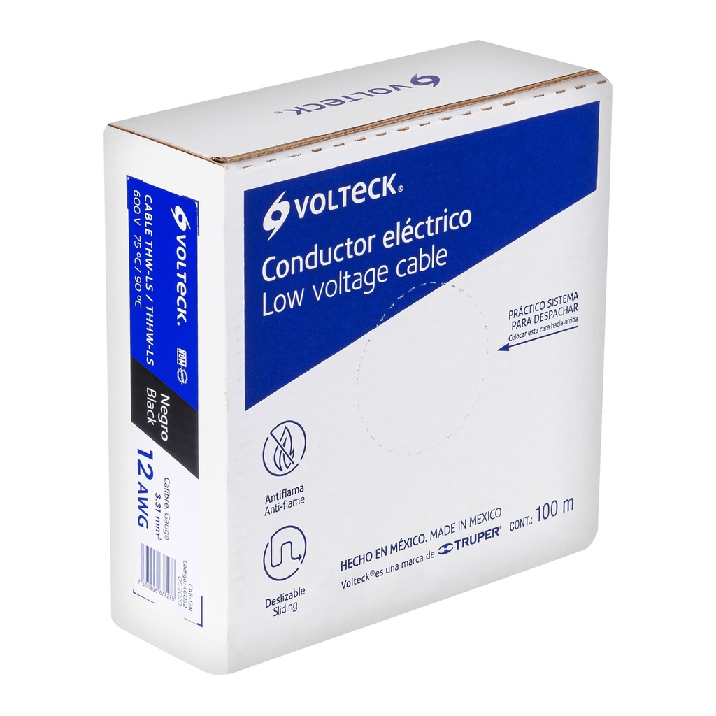 Rollo de 100 m de cable THHW-LS 12 AWG negro, Volteck - Pag 412