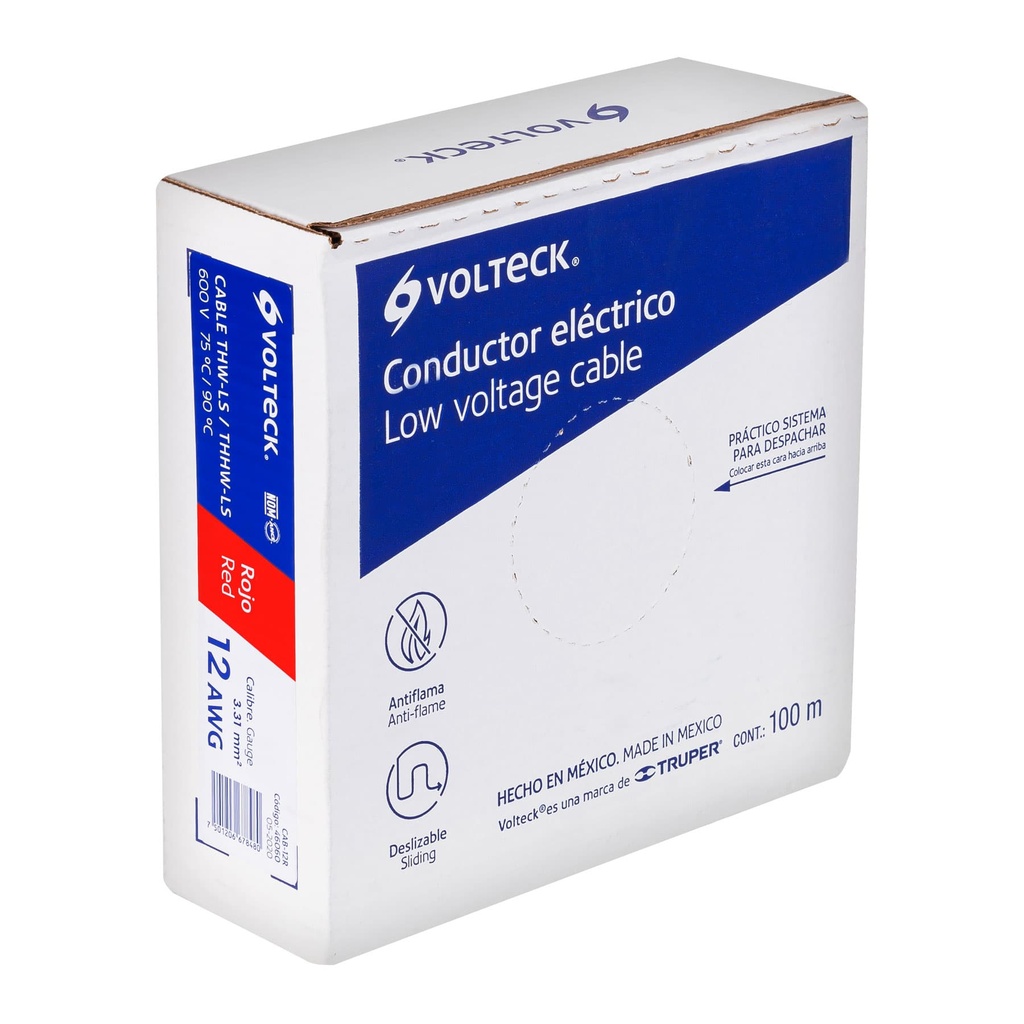 Rollo de 100 m de cable THHW-LS 12 AWG rojo, Volteck - Pag 412