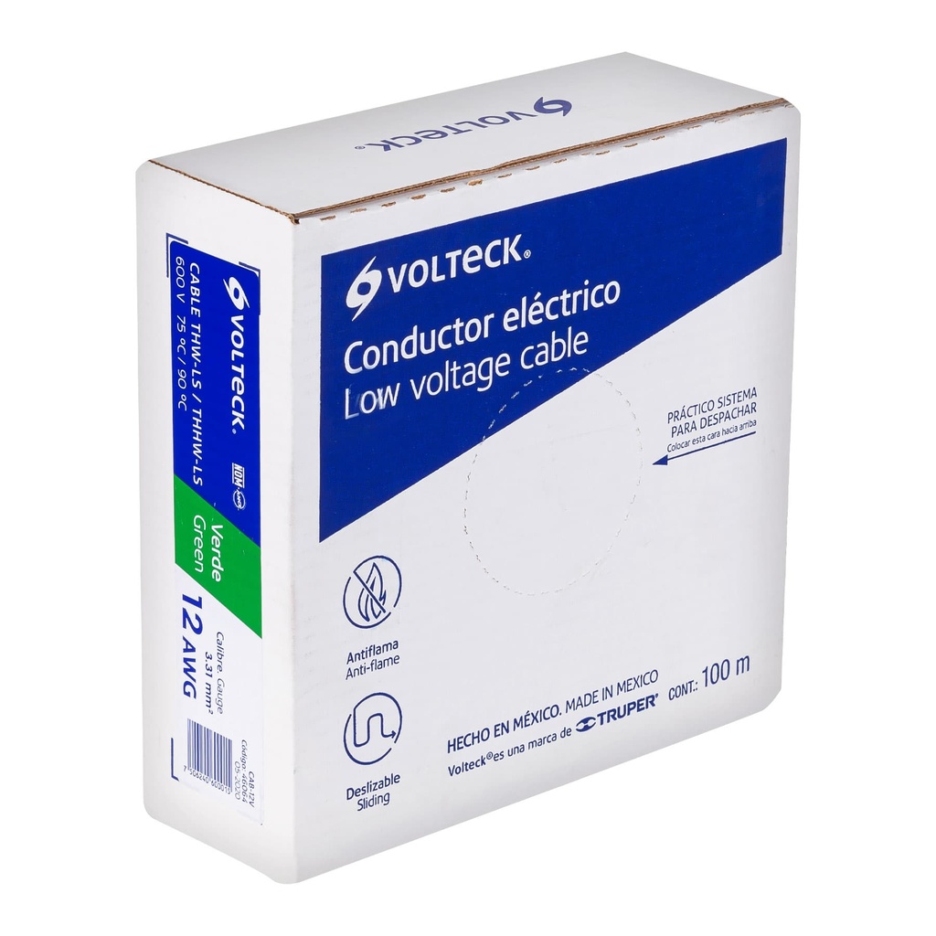 Rollo de 100 m de cable THHW-LS 12 AWG verde, Volteck - Pag 412