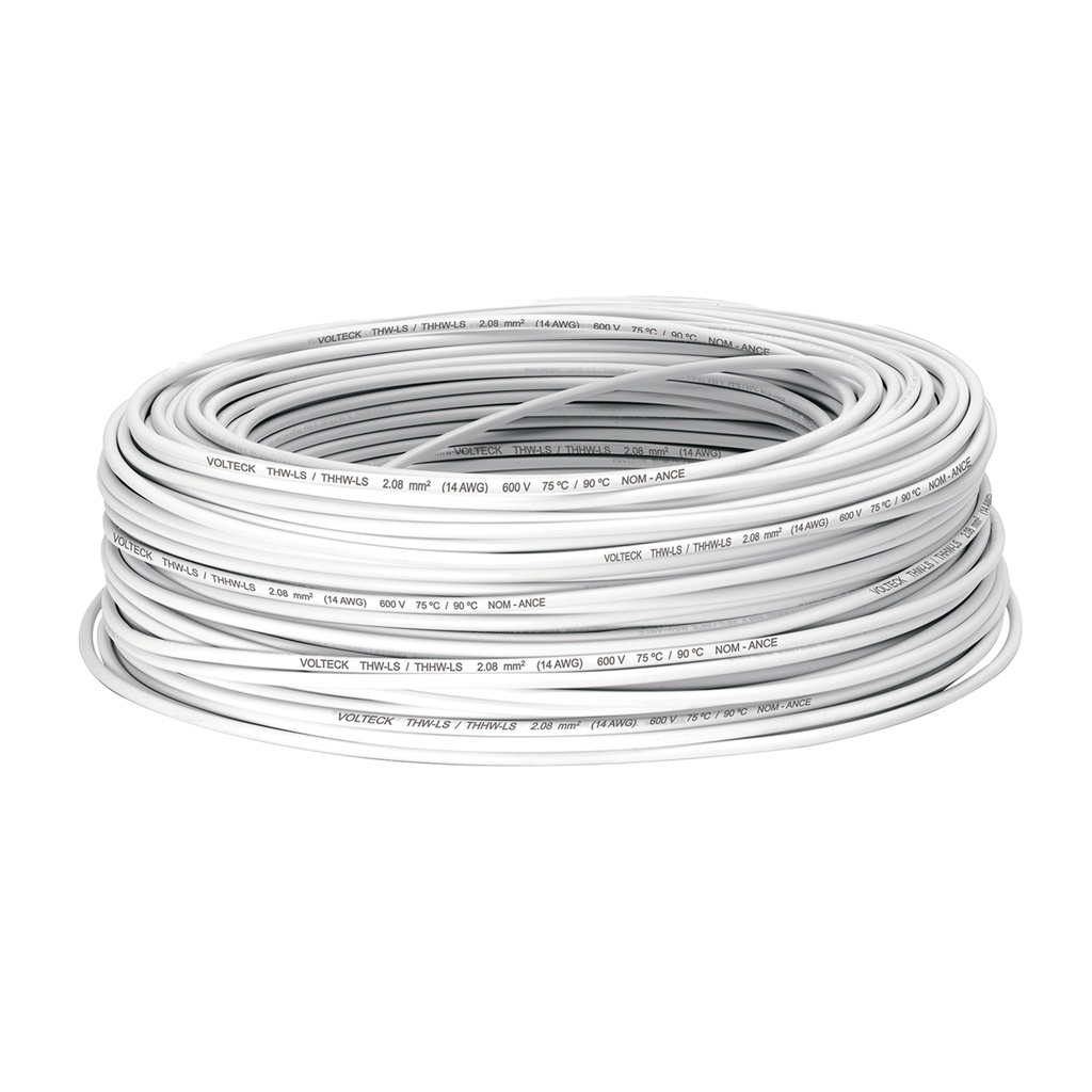 Rollo de 100 m de cable THHW-LS 14 AWG blanco, Volteck