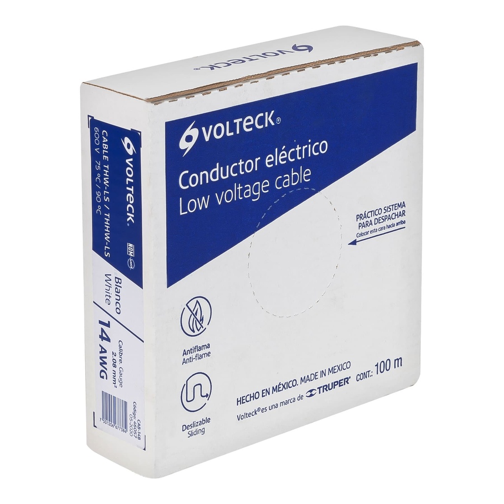 Rollo de 100 m de cable THHW-LS 14 AWG blanco, Volteck - Pag 412