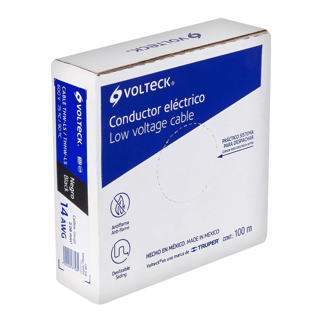 Rollo de 100 m de cable THHW-LS 14 AWG negro, Volteck - Pag 412