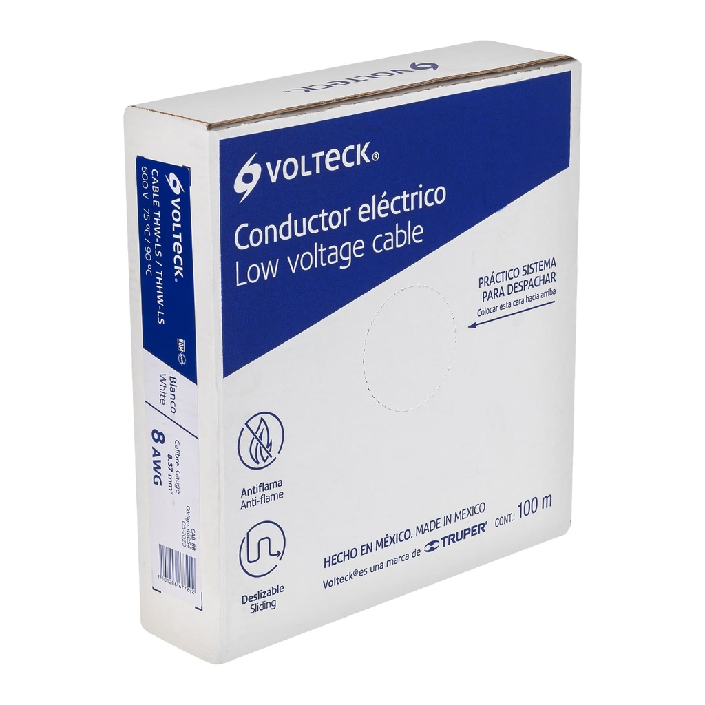 Rollo de 100 m de cable THHW-LS 8 AWG blanco, Volteck - Pag 412