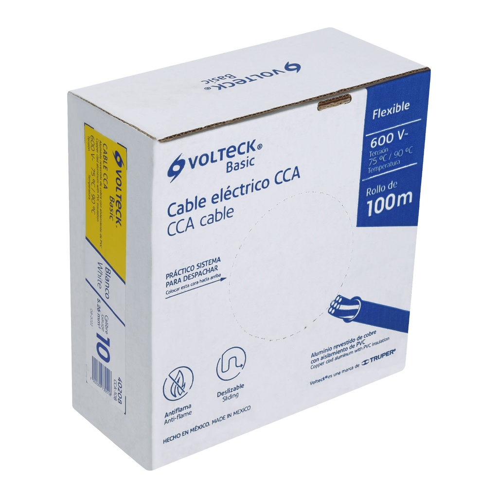 Rollo de 100 metros de cable THW CCA 10 AWG blanco, Basic - Pag 412