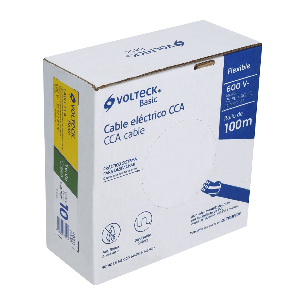 Rollo de 100 metros de cable THW CCA 10 AWG verde, Basic - Pag 412