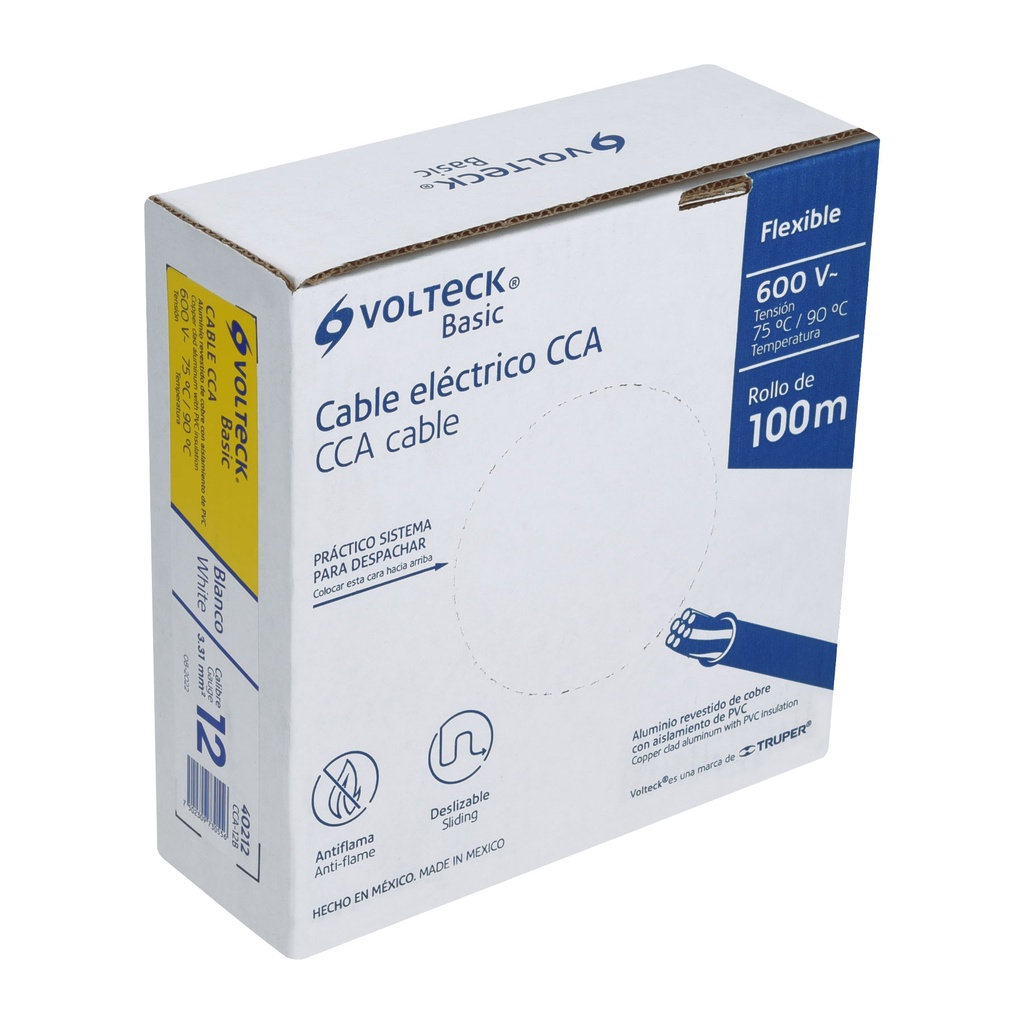 Rollo de 100 metros de cable THW CCA 12 AWG blanco, Basic - Pag 412