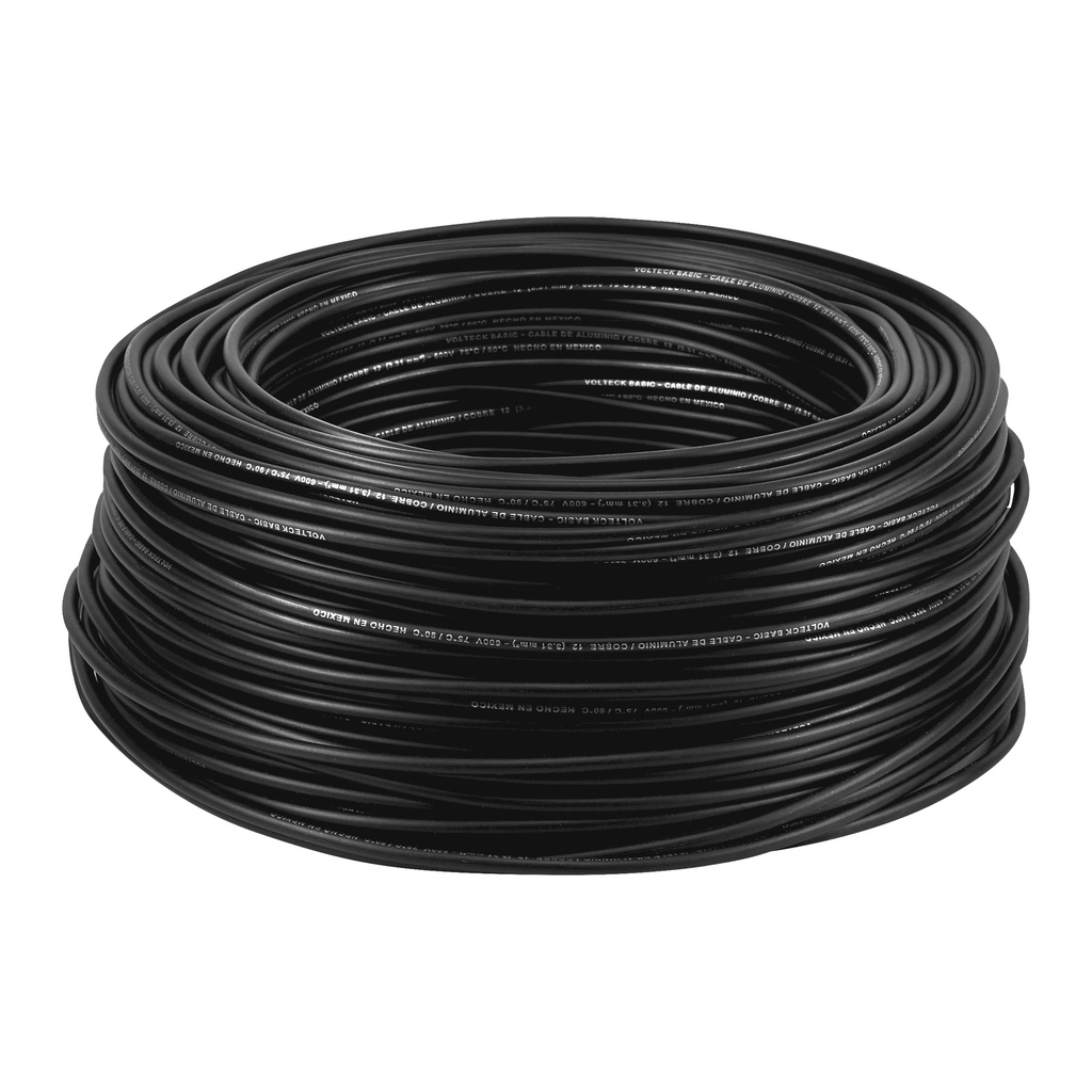 Rollo de 100 metros de cable THW CCA 12 AWG negro, Basic