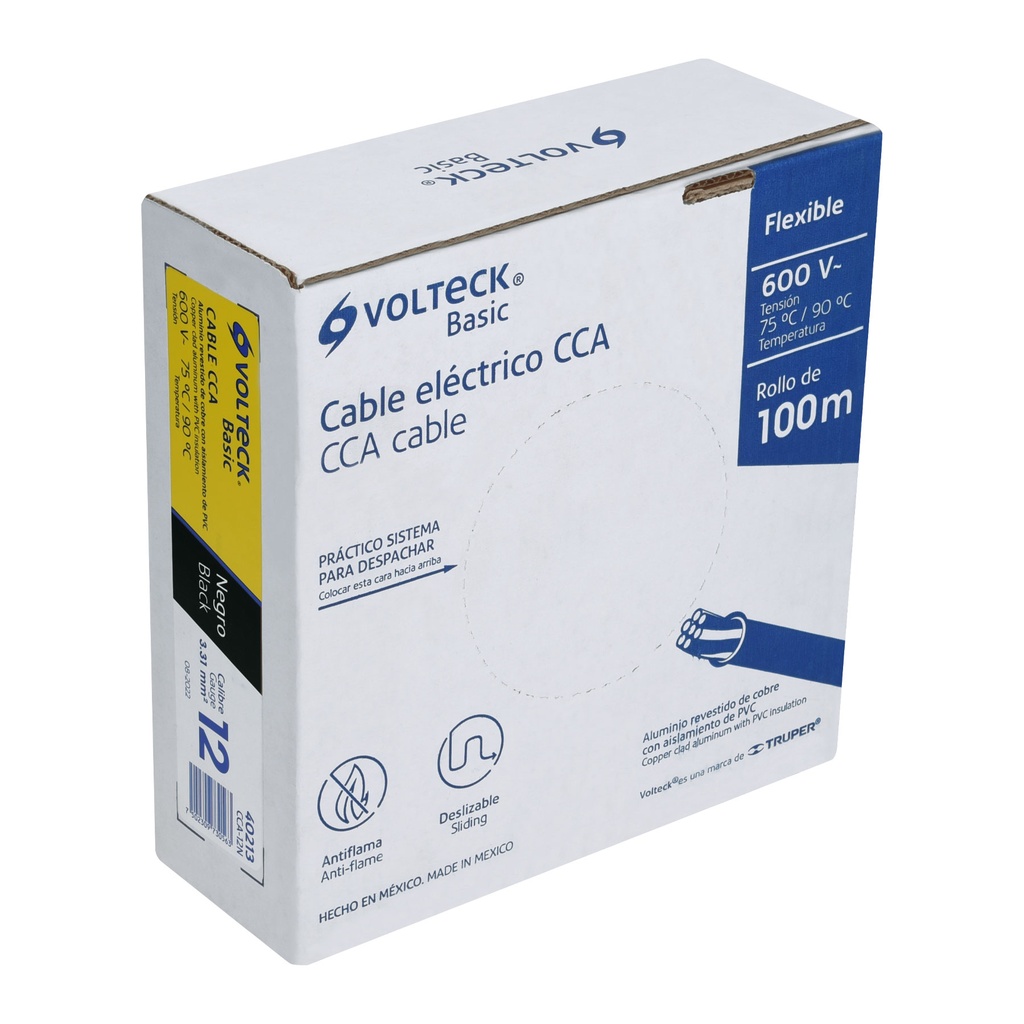 Rollo de 100 metros de cable THW CCA 12 AWG negro, Basic - Pag 412