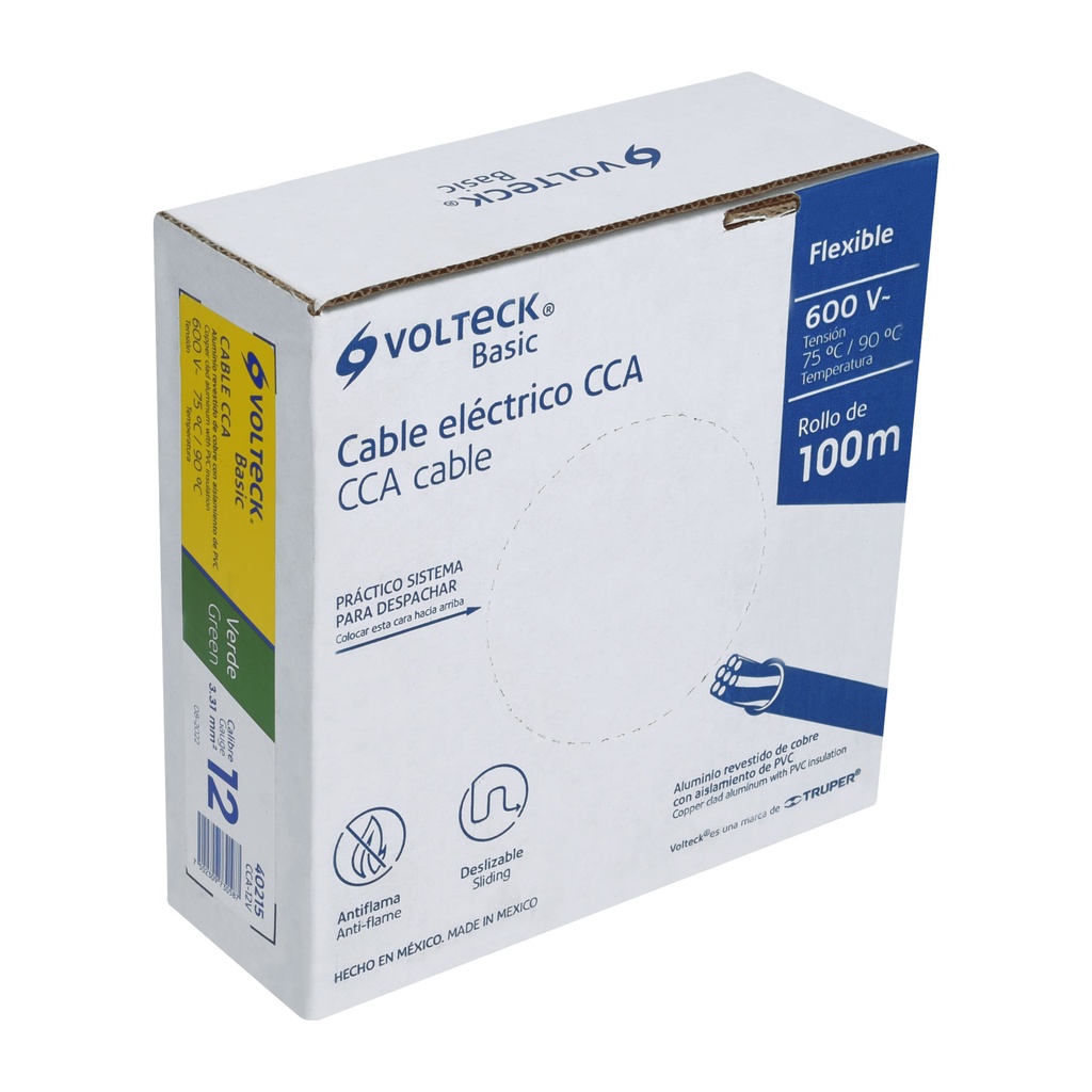 Rollo de 100 metros de cable THW CCA 12 AWG verde, Basic - Pag 412