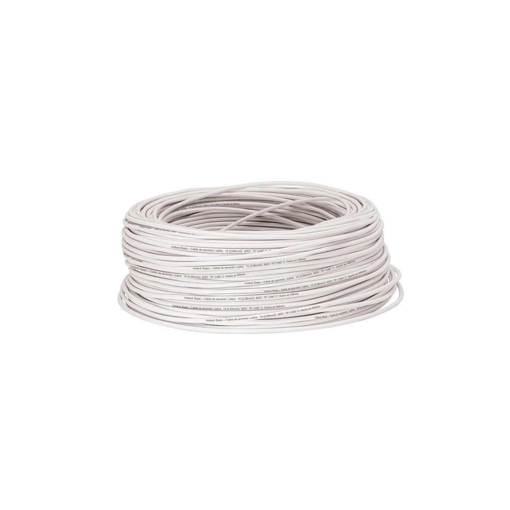 Rollo de 100 metros de cable THW CCA 14 AWG blanco, Basic