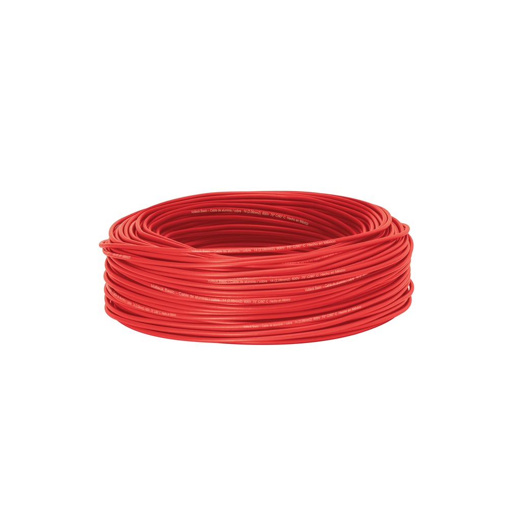 Rollo de 100 metros de cable THW CCA 14 AWG rojo, Basic