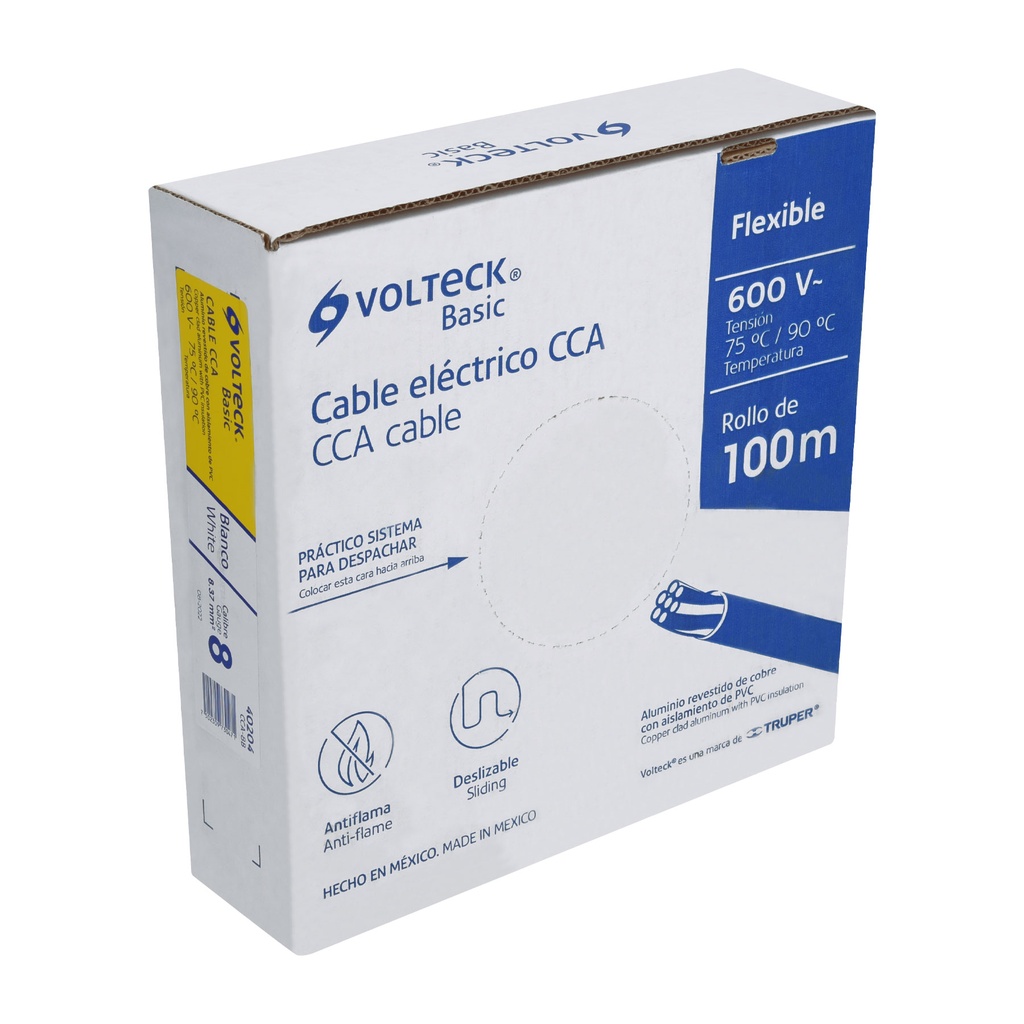 Rollo de 100 metros de cable THW CCA 8 AWG blanco, Basic - Pag 412