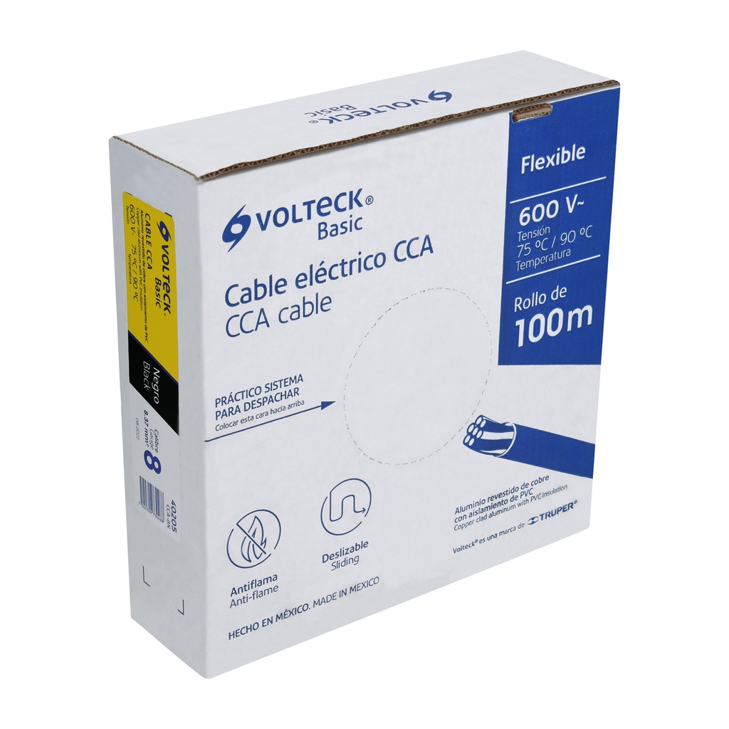 Rollo de 100 metros de cable THW CCA 8 AWG negro, Basic - Pag 412