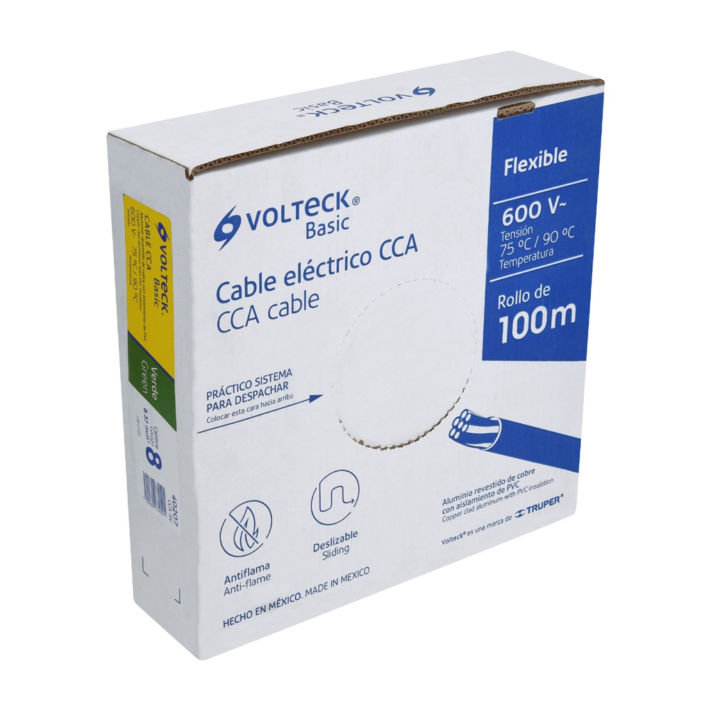 Rollo de 100 metros de cable THW CCA 8 AWG verde, Basic - Pag 412