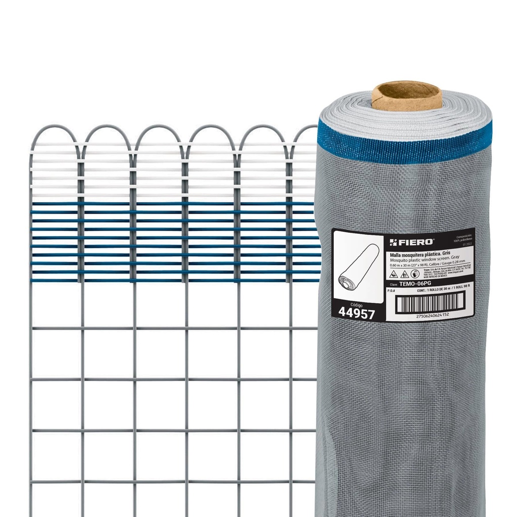 Rollo de 30 m x 0.6 m de malla mosquitera plástica gris - Pag 746