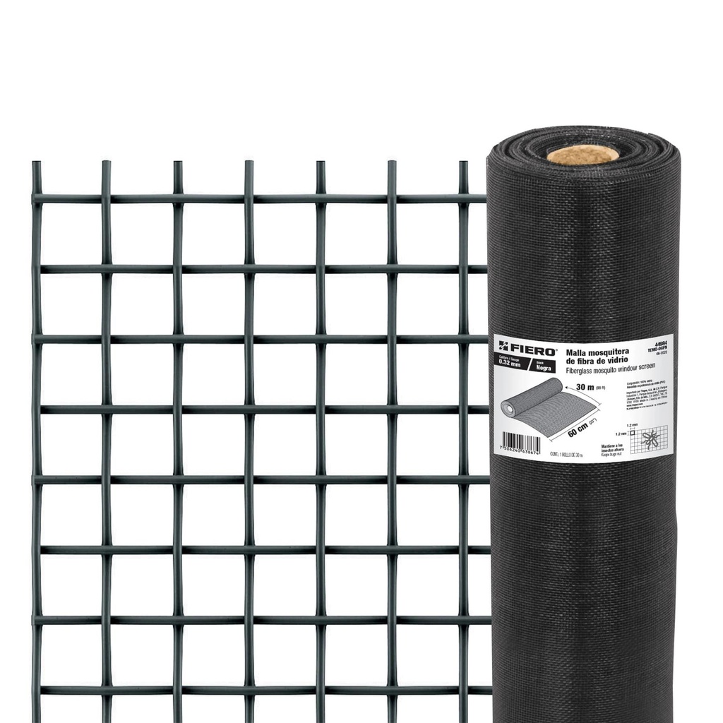 Rollo de 30 m x 0.6 m malla mosquitera fibra de vidrio negra - Pag 746