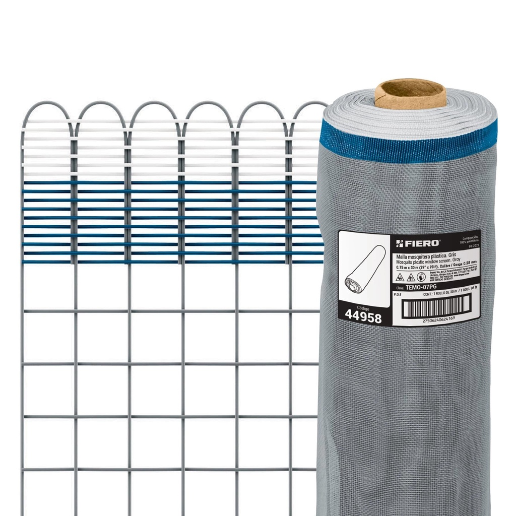 Rollo de 30 m x 0.75 m de malla mosquitera plástica gris - Pag 746