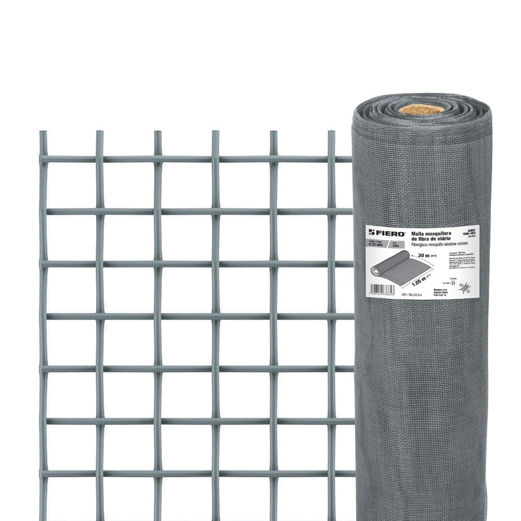 [T44981] Rollo de 30 m x 1.05 m malla mosquitera fibra de vidrio gris