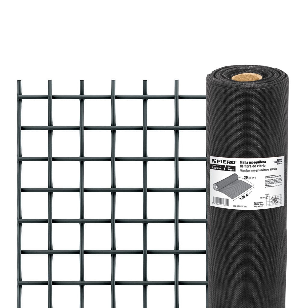 Rollo de 30 m x 1.05m malla mosquitera fibra de vidrio negra - Pag 559