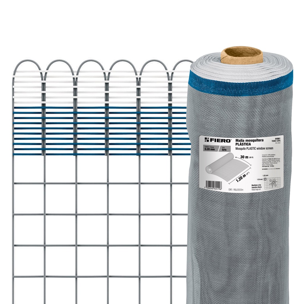 [T44961] Rollo de 30 m x 1.2 m de malla mosquitera plástica gris