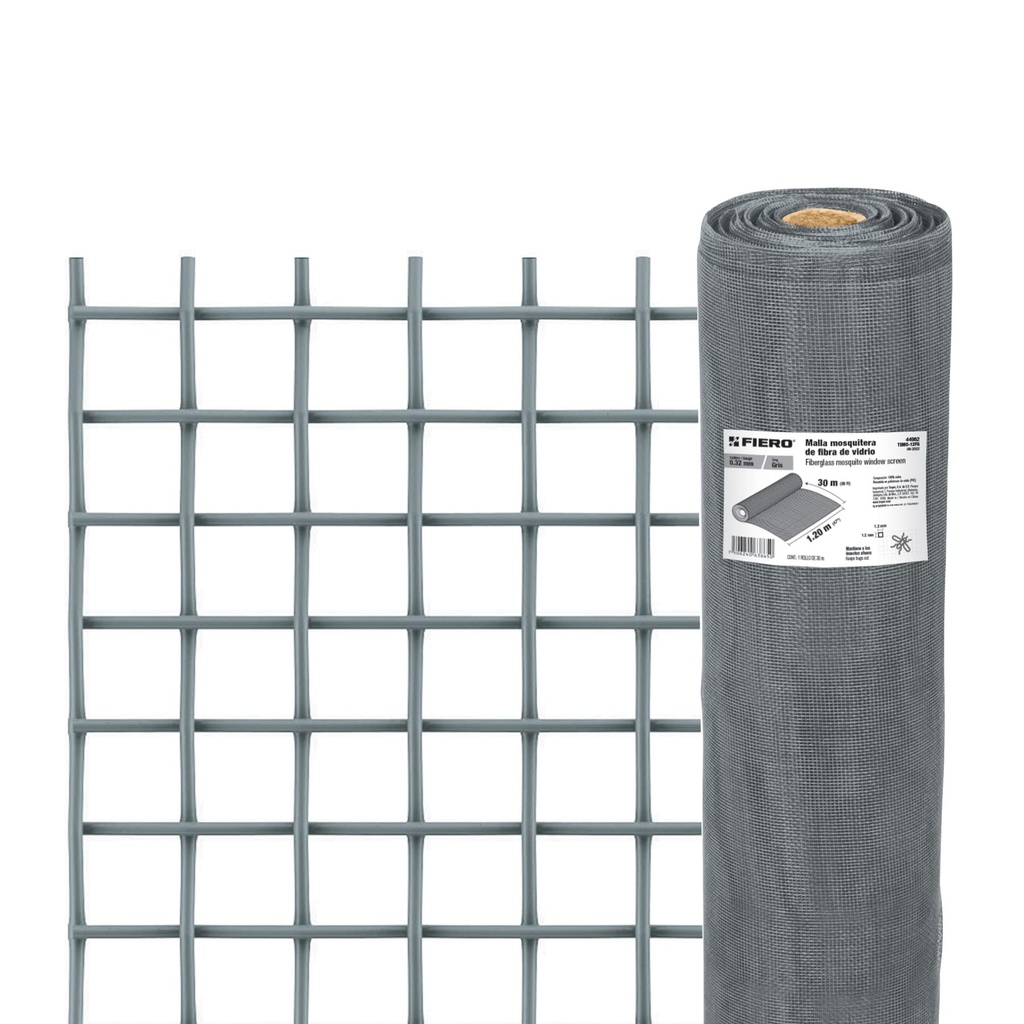 Rollo de 30 m x 1.2 m malla mosquitera fibra de vidrio gris - Pag 559