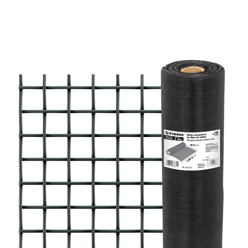 Rollo de 30 m x 1.2 m malla mosquitera fibra de vidrio negra - Pag 559
