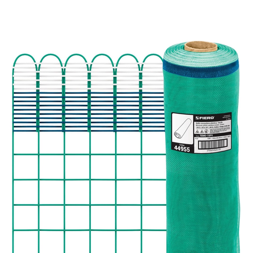 Rollo de 30 m x 1.5 m de malla mosquitera plástica verde - Pag 746