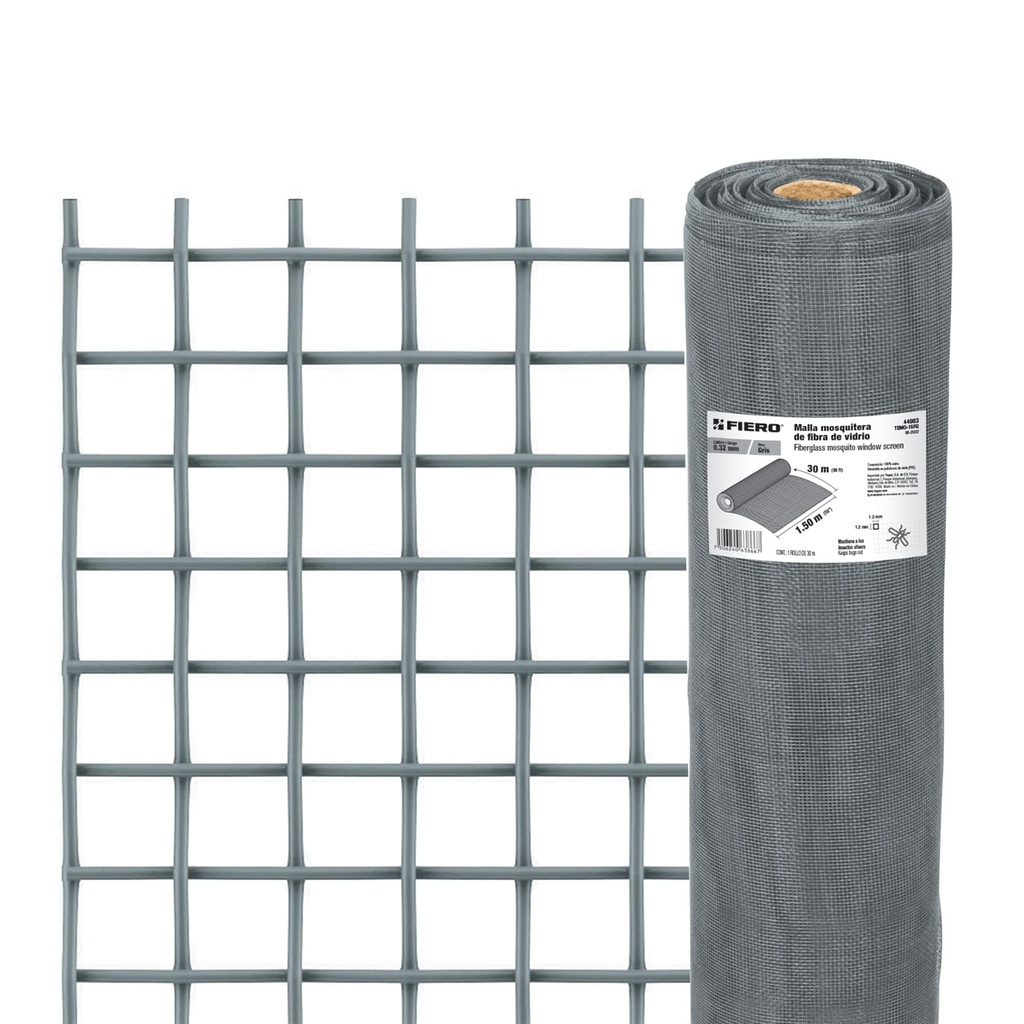 Rollo de 30 m x 1.5 m malla mosquitera fibra de vidrio gris - Pag 559
