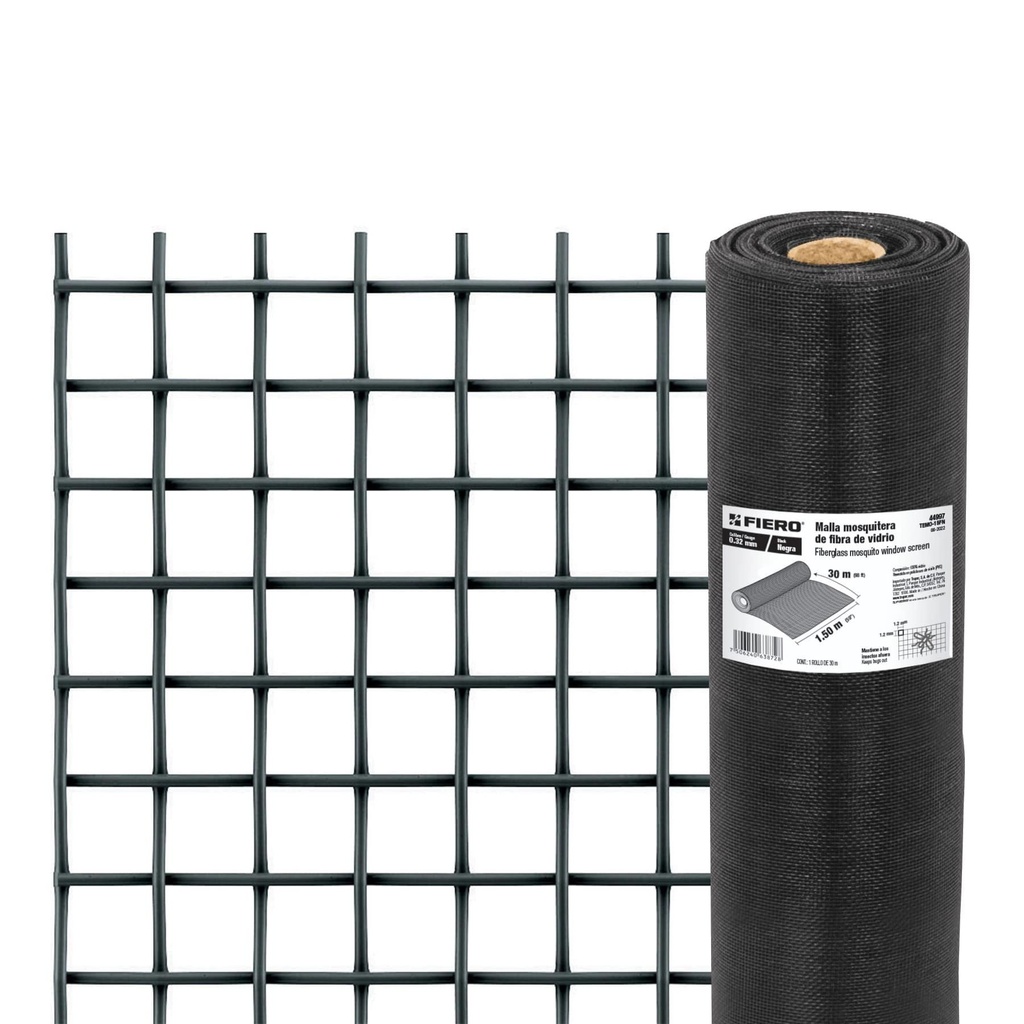 Rollo de 30 m x 1.5 m malla mosquitera fibra de vidrio negra - Pag 746