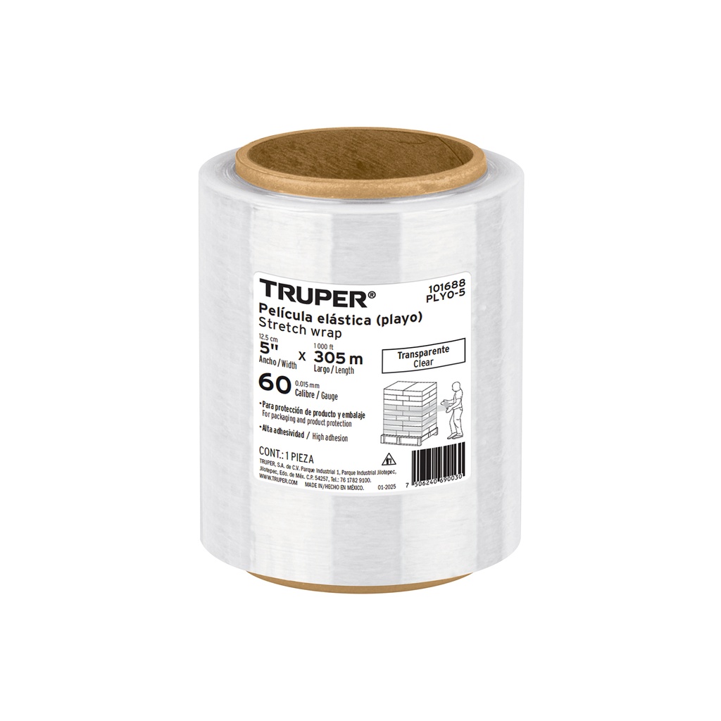 Rollo de 305 m película plástica estirable ancho 5' cal 60 - Pag 324