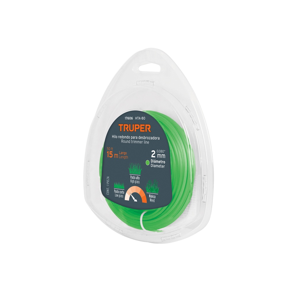 [T17606] Rollo de hilo para desbrozadora, 2 mm x 15 m, Truper
