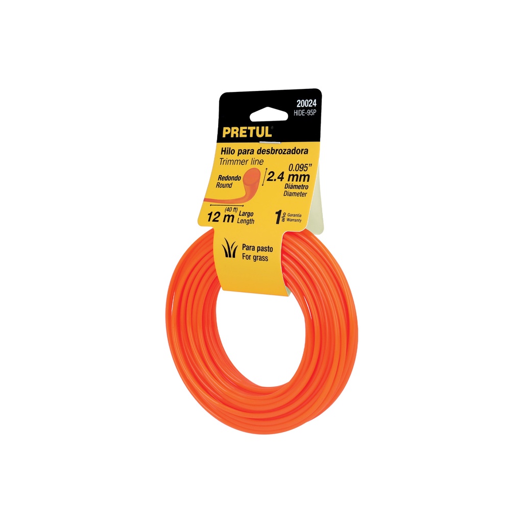 [T20024] Rollo de hilo para desbrozadora, 2.4 mm x 12 m, Pretul