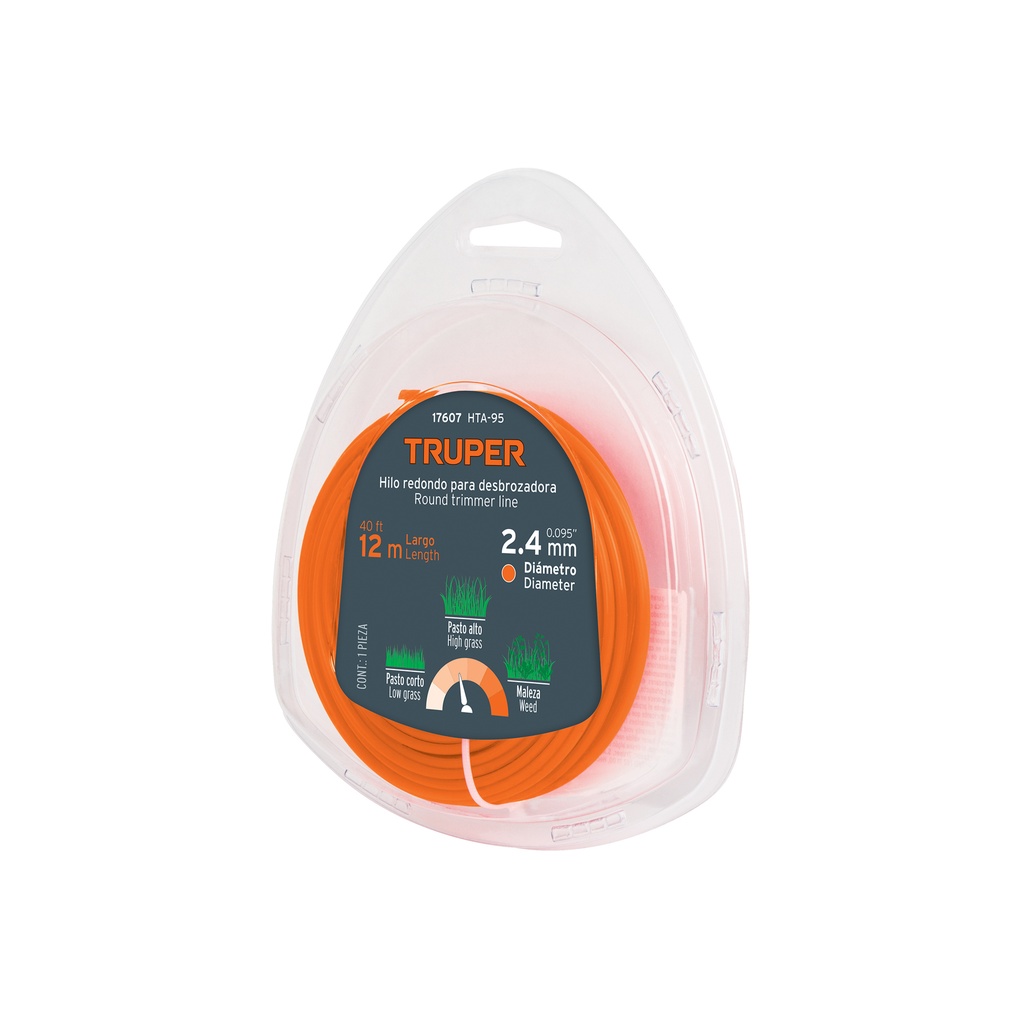 [T17607] Rollo de hilo para desbrozadora, 2.4 mm x 12 m, Truper