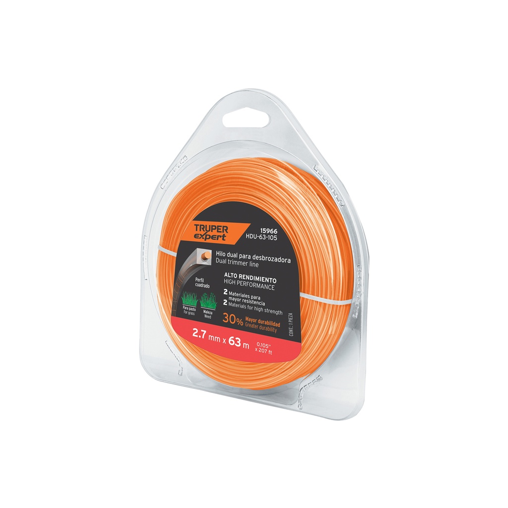 Rollo de hilo para desbrozadora, 2.7 mm x 63m, Truper Expert - Pag 279